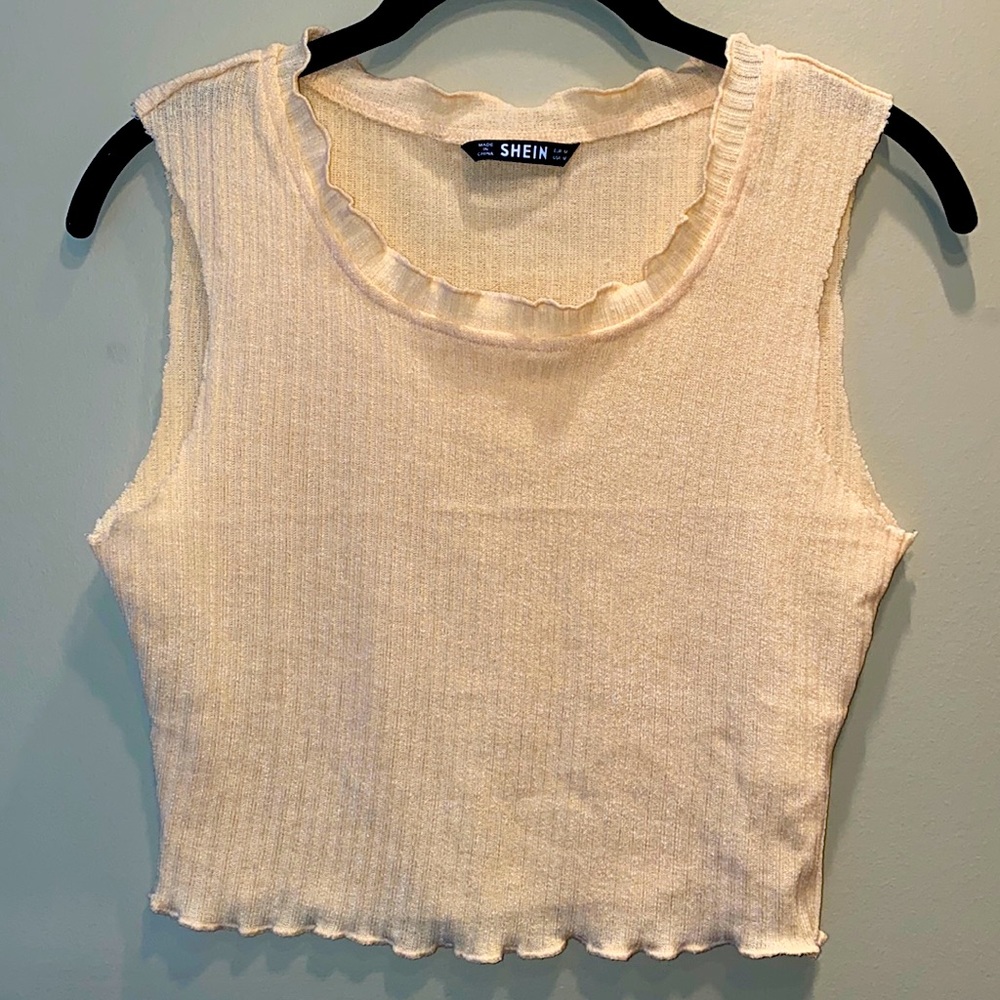 SHEIN Baby Yellow High Neck Crop Top Sz: M
